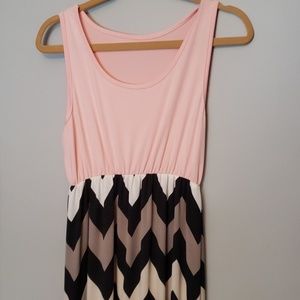 Pink Tank Chevron Maxi dress